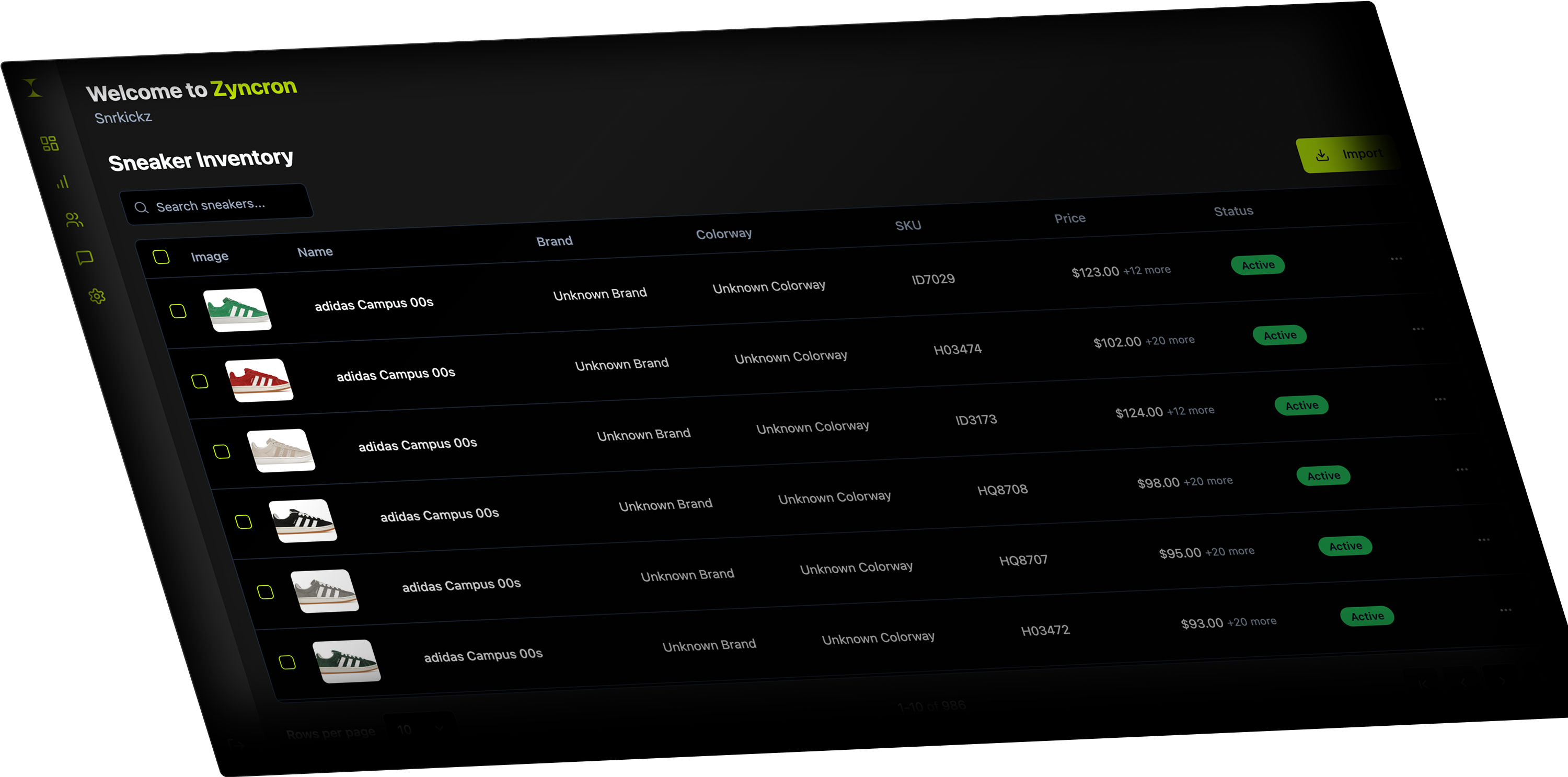 Zyncron Dashboard Interface